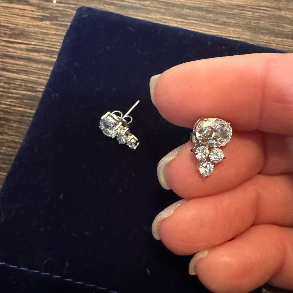 Nadri Elegant Silver Stud Earrings
